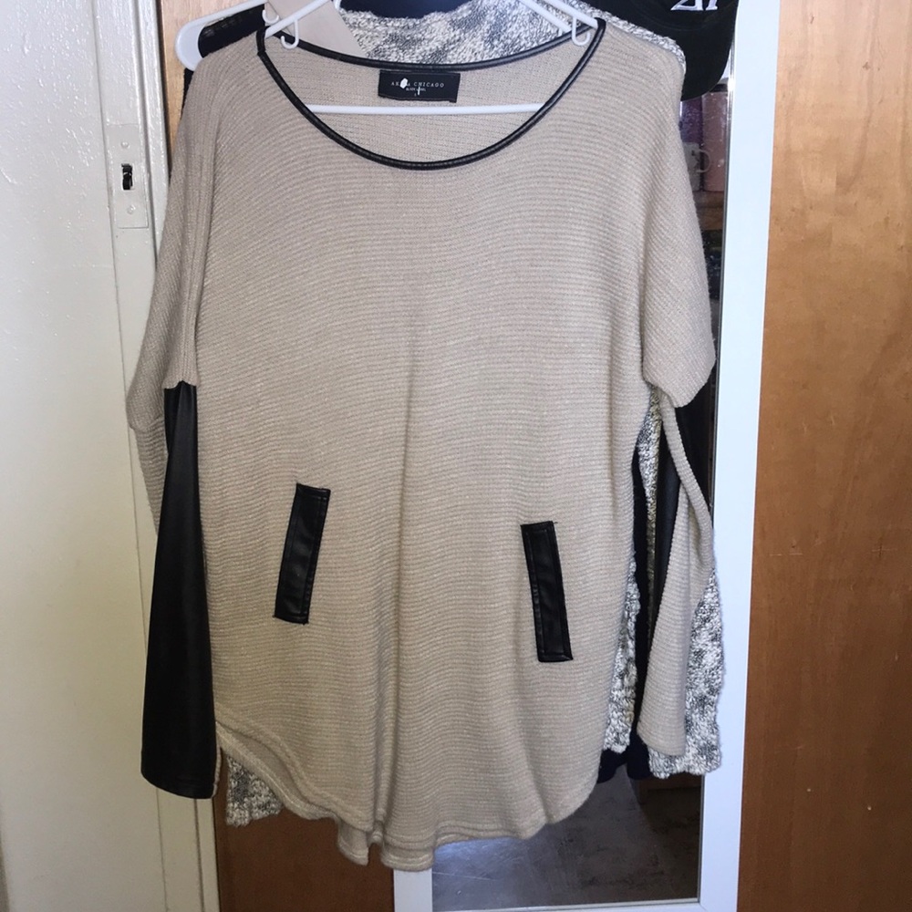 Akira Faux leather sweater